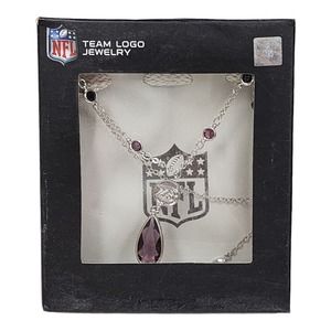 Baltimore Ravens Necklace Rhodium Charms & Teardrop Crystals Team Spirit Jewelry